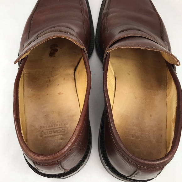 Coach Mens 8.5 Mackenzie Penny Loafers Shoes Brown Leather Italy - Picture 7 of 14